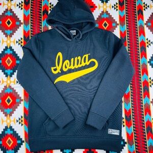 Iowa Hawkeyes Script Hoodie Black Yellow Logo Sideline Authentic Brand Size M